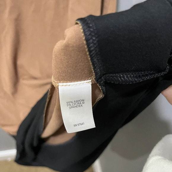 J Jill Wearever Colorblock Midi Dress Small Lycra Stretch Brown Black Lagenlook - Picture 5 of 7